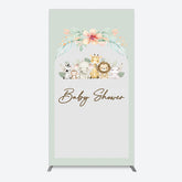 Aperturee - Aperturee Safari Green Leaf Floral Baby Shower Rectangle Backdrop